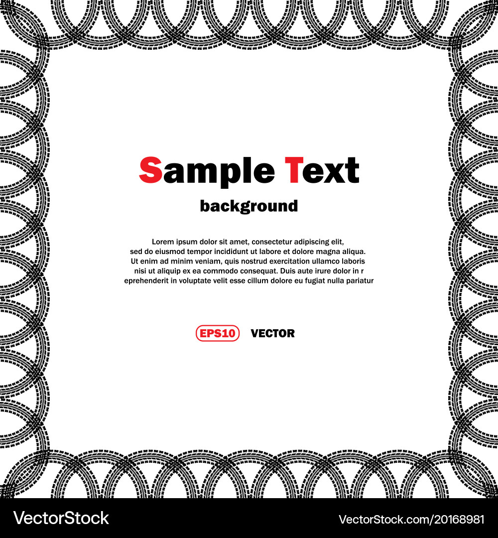 Circle tire tracks frame with text vector image
