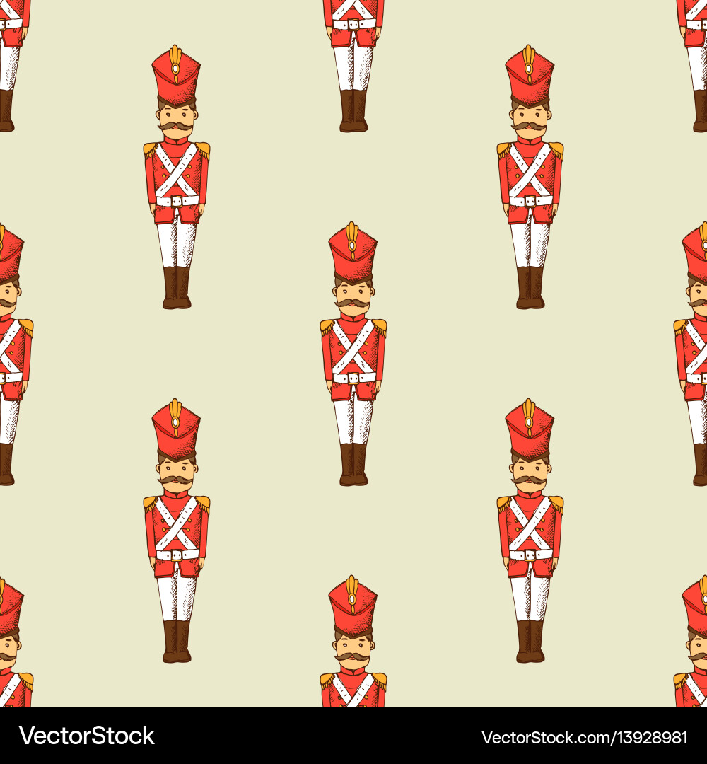 Nutcracker Soldier Seamless Pattern vector image