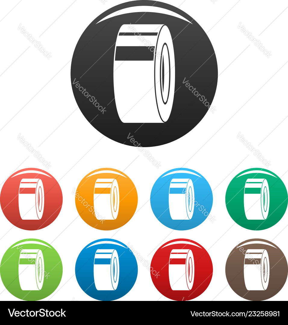 Scotch roll icons set color Scotch roll icons set color Vector Image
