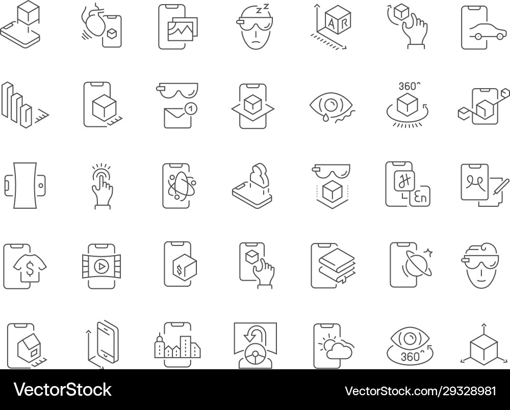 Set line icons augmented reality vector image