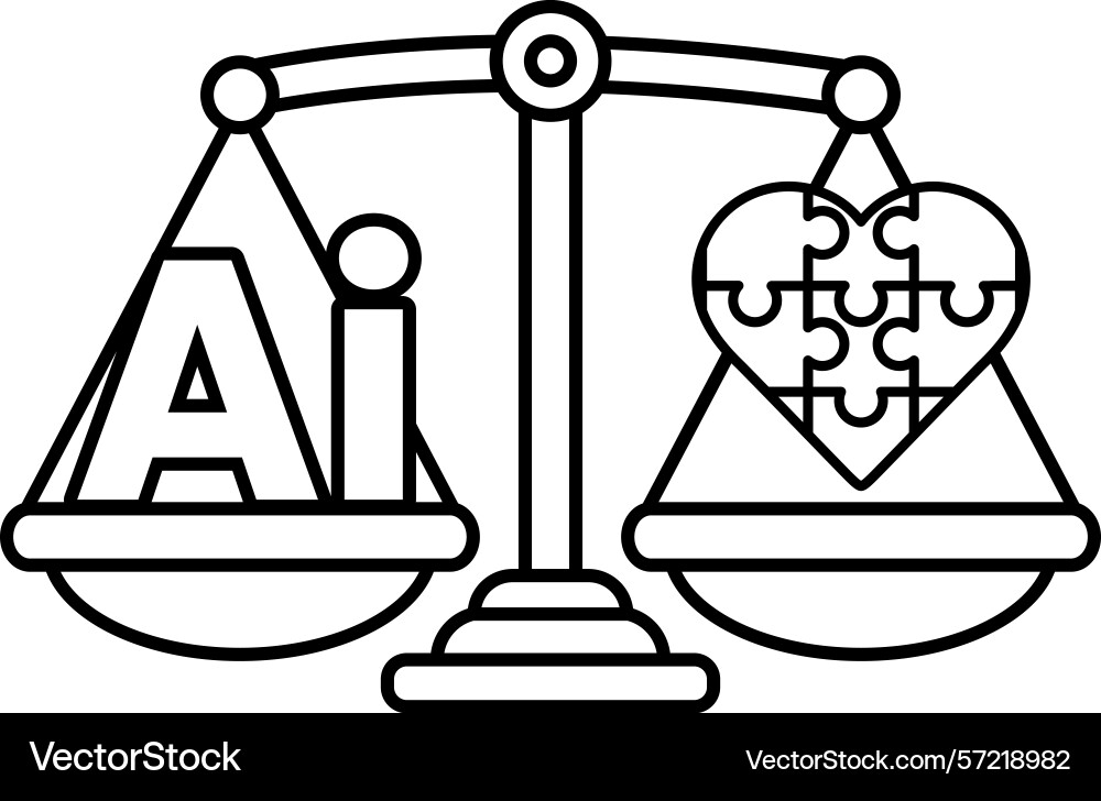 A scale with heart and the letters ai A scale with heart and the letters ai vector image