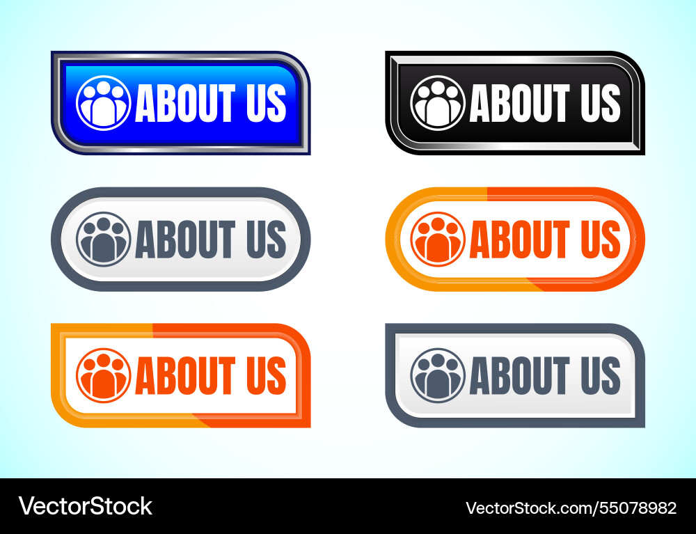 About us button set of different shapes About us button set of different shapes Vector Image