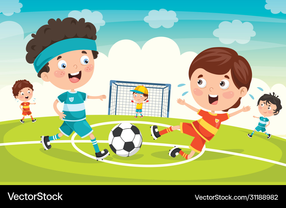 Children playing football outdoor vector image