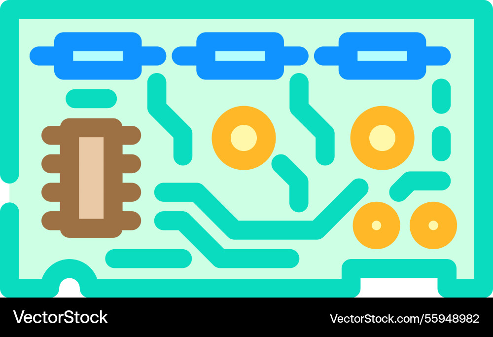 Circuit board ai integration color icon Circuit board ai integration color icon vector image