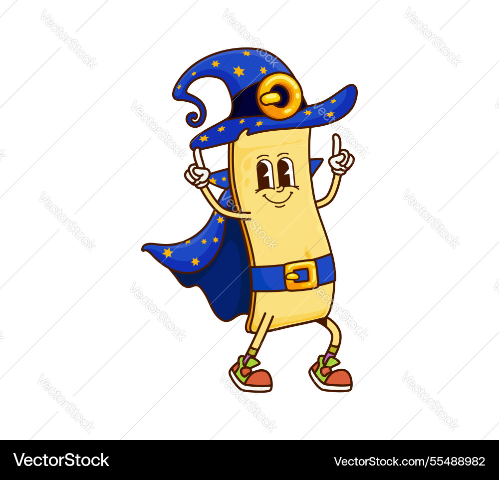Halloween mage pasta groovy cute character Halloween mage pasta groovy cute character vector image