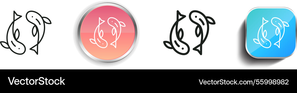 Koi fish icon thin linear regular and button vector image