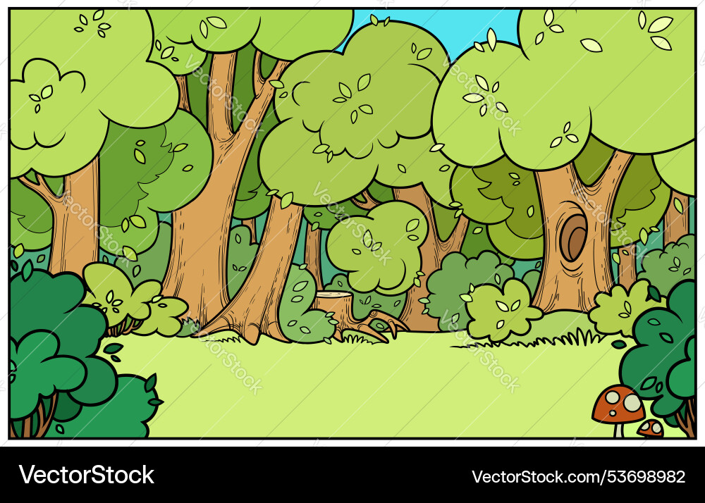 Old fairy tale forest with glade color variation Old fairy tale forest with glade color variation vector image