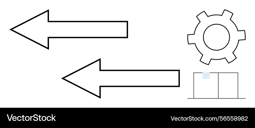 Process workflow with arrows gear and chart Process workflow with arrows gear and chart vector image