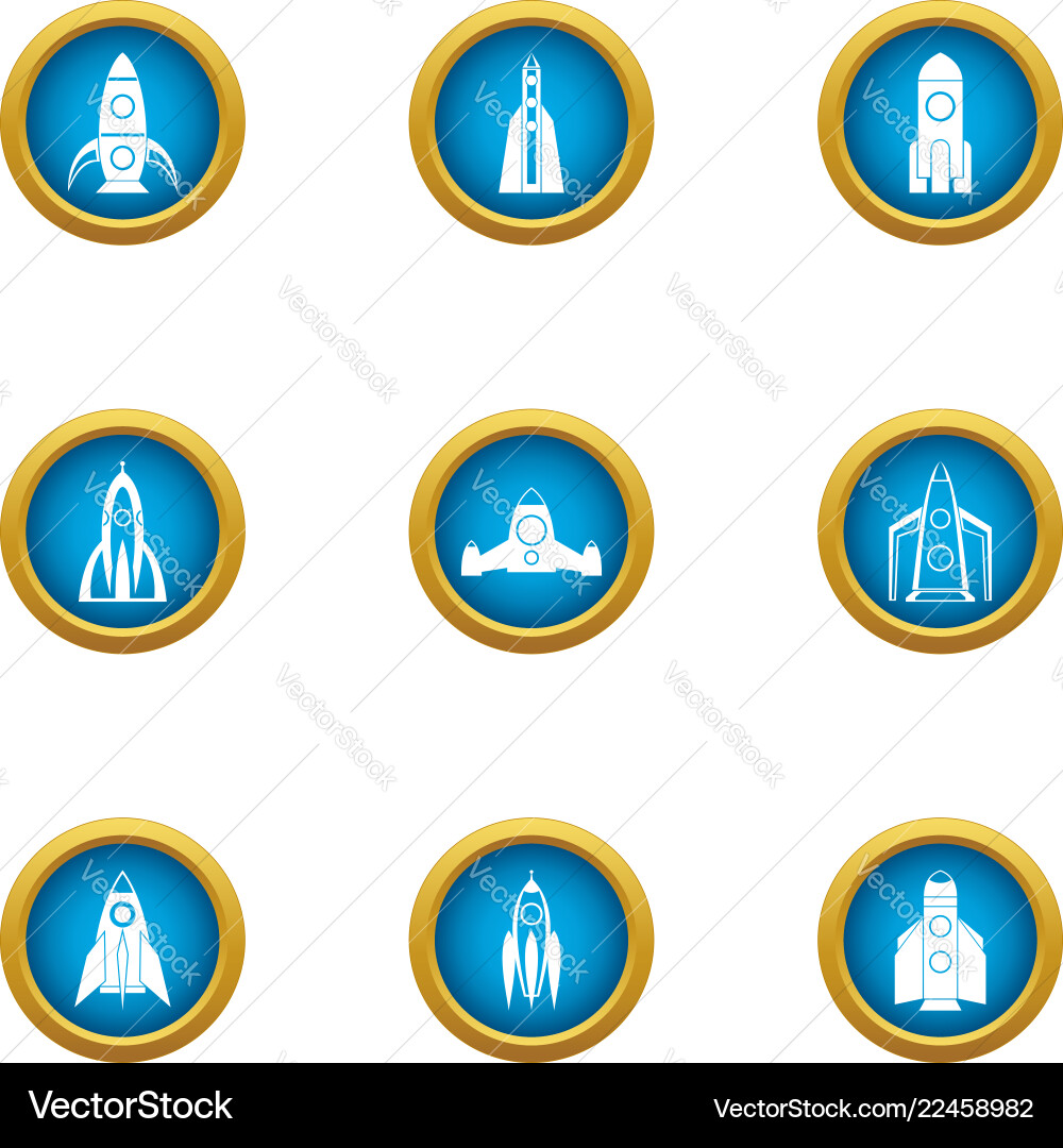 Rocket projectile icons set flat style Rocket projectile icons set flat style vector image