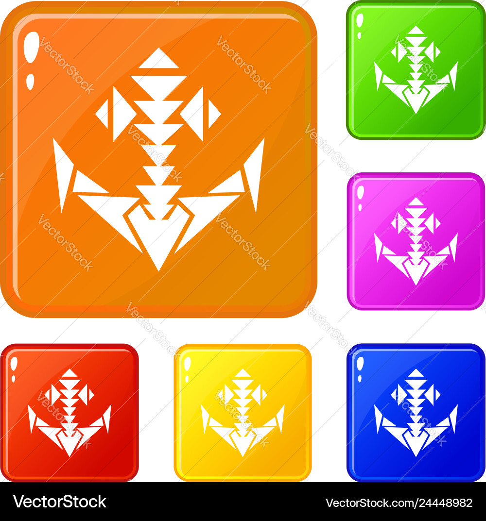 Triangular anchor icons set color Triangular anchor icons set color Vector Image