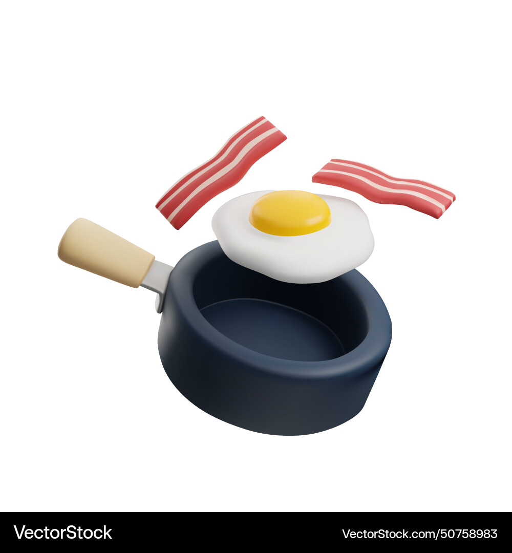 3d icon with an image of scrambled eggs and bacon 3d icon with an image of scrambled eggs and bacon vector image