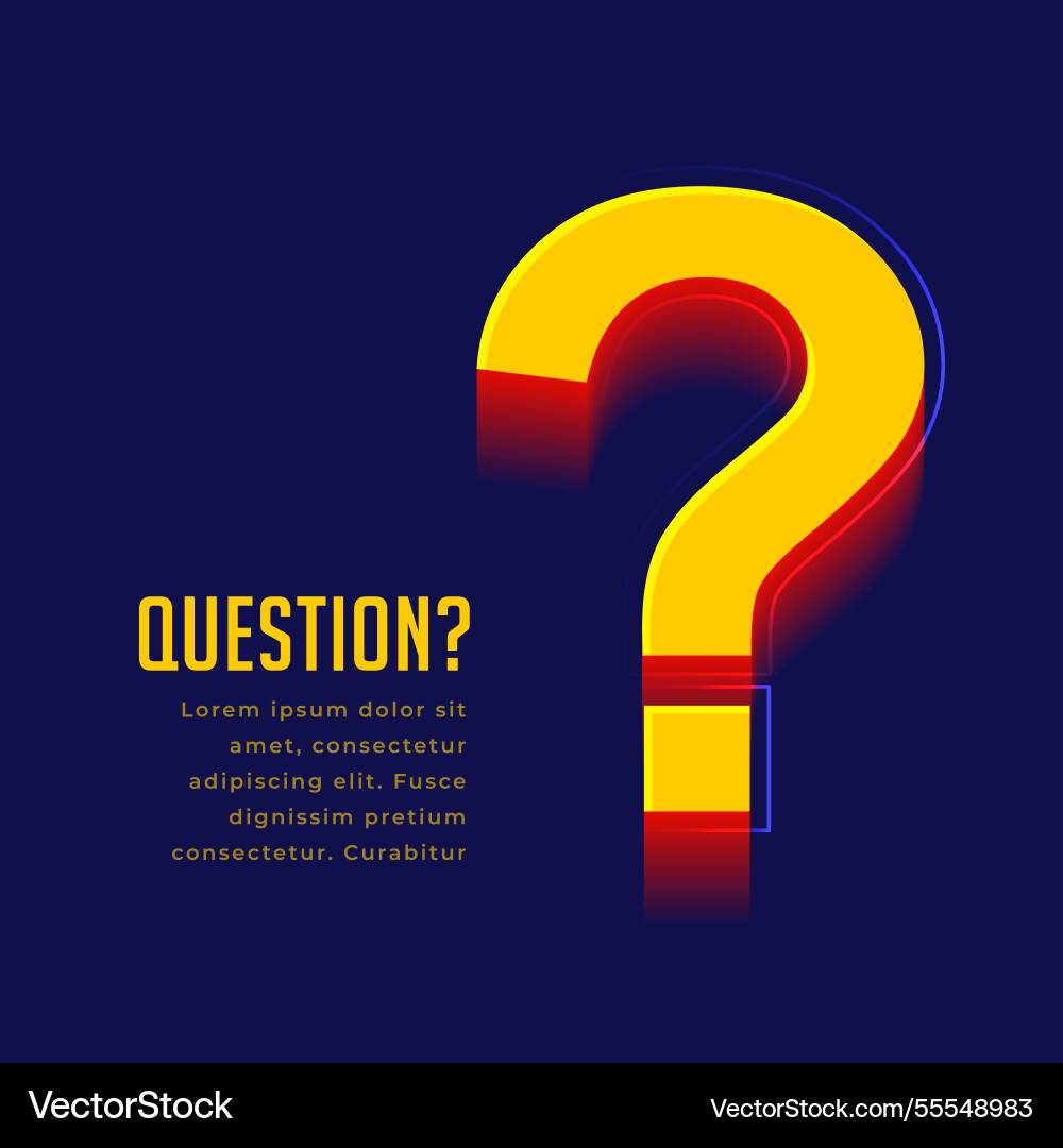 3d style question mark symbol background vector image