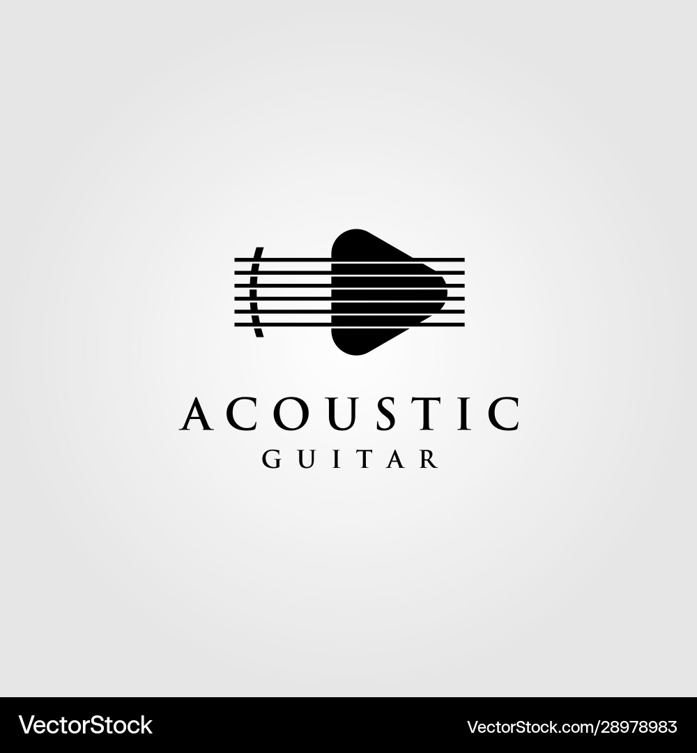 Acoustic guitar logo play button symbol design vector image