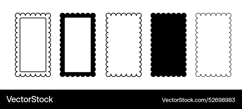 Border frame scallop edge rectangle shape Border frame scallop edge rectangle shape vector image