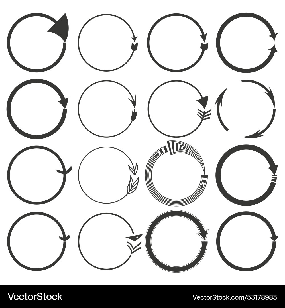 Circular arrow icons cycle and loop symbols black Circular arrow icons cycle and loop symbols black vector image