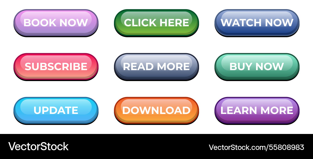Colorful web buttons set read more learn buy Colorful web buttons set read more learn buy vector image