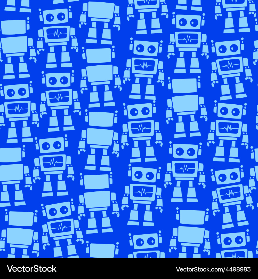 Cute Robot Seamless Pattern vector image
