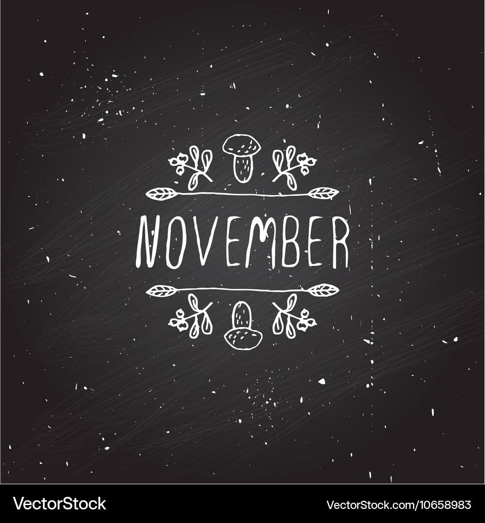 Handdrawn autumn element with text Vector Image