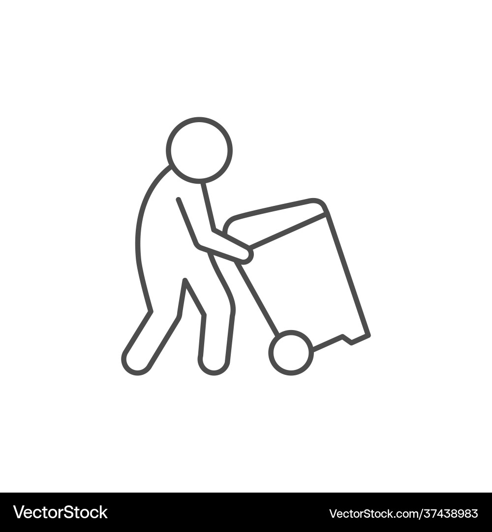 Man moving trash can line icon Man moving trash can line icon vector image