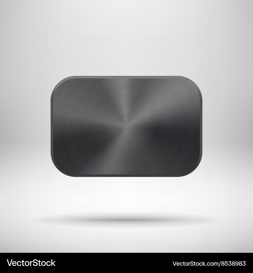 Metallic Square Button with Shadow vector image