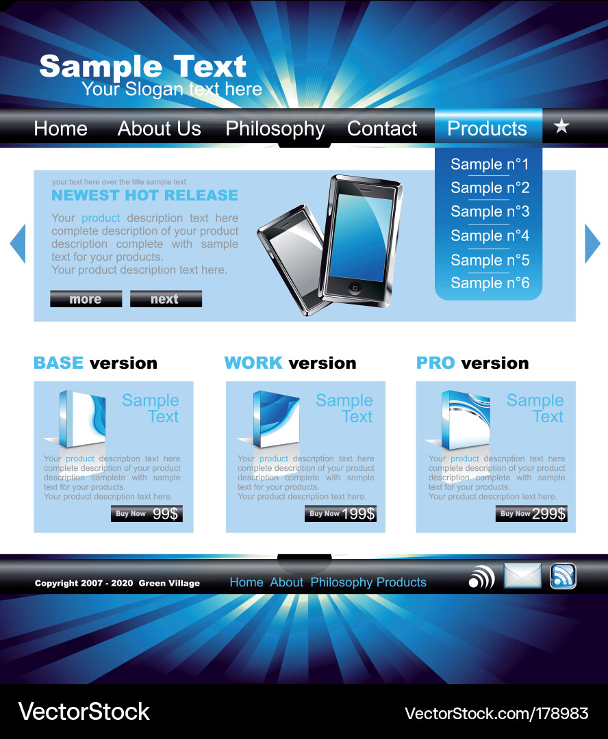 Modern Tech Website Template Vector Image