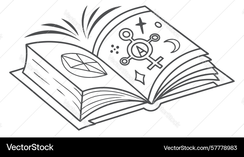 Open book with abstract symbols knowledge and vector image