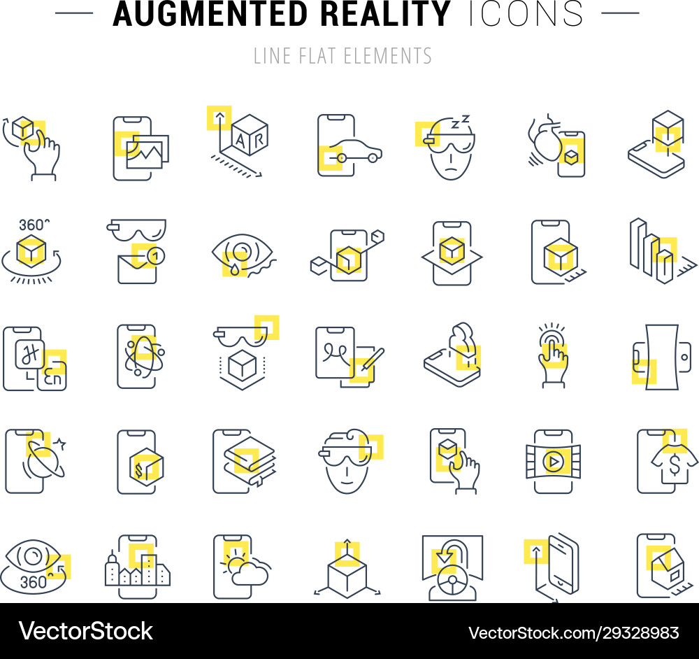 Set line icons augmented reality Set line icons augmented reality vector image