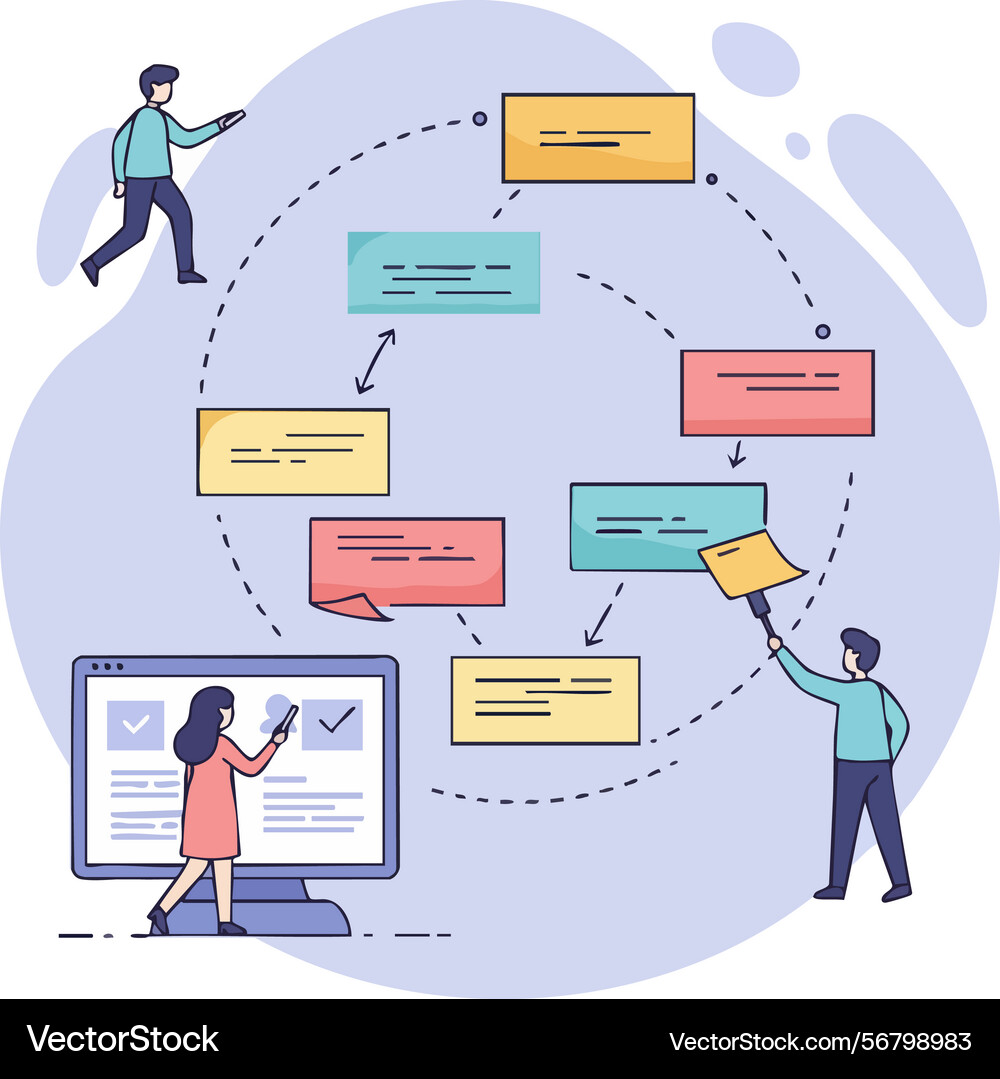 Team collaboration workflow process with colorful Vector Image