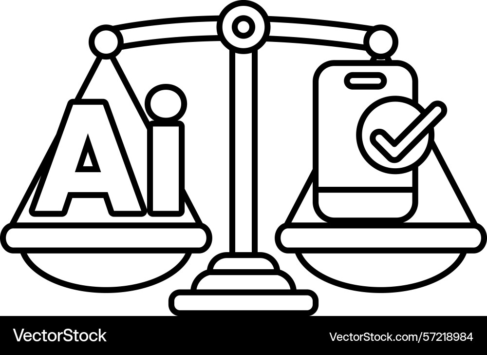 A scale with the word ai on one side and phone A scale with the word ai on one side and phone vector image