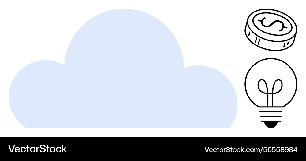 Cloud with coin and light bulb representing Cloud with coin and light bulb representing Vector Image