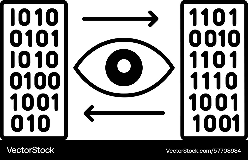 Data analysis and security monitoring with eye Data analysis and security monitoring with eye vector image