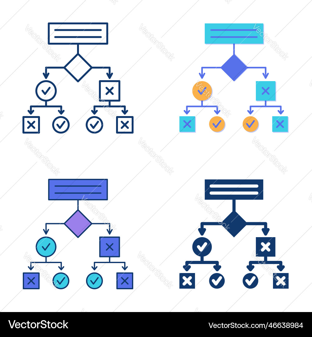 Decision Tree Icon Set - Algorithm & Analysis Decision Tree Icon Set - Algorithm & Analysis vector image