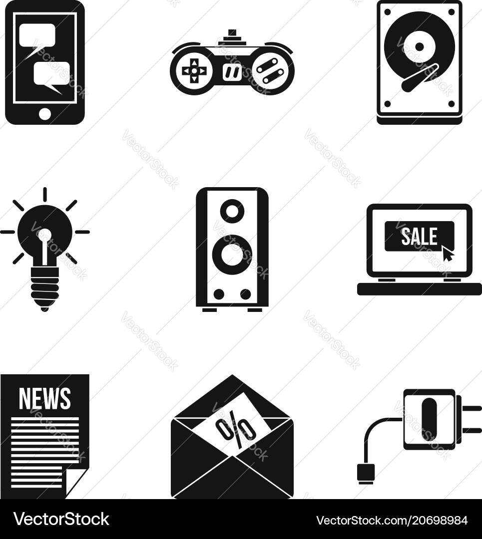 Development of mobile app icons set simple style Development of mobile app icons set simple style Vector Image