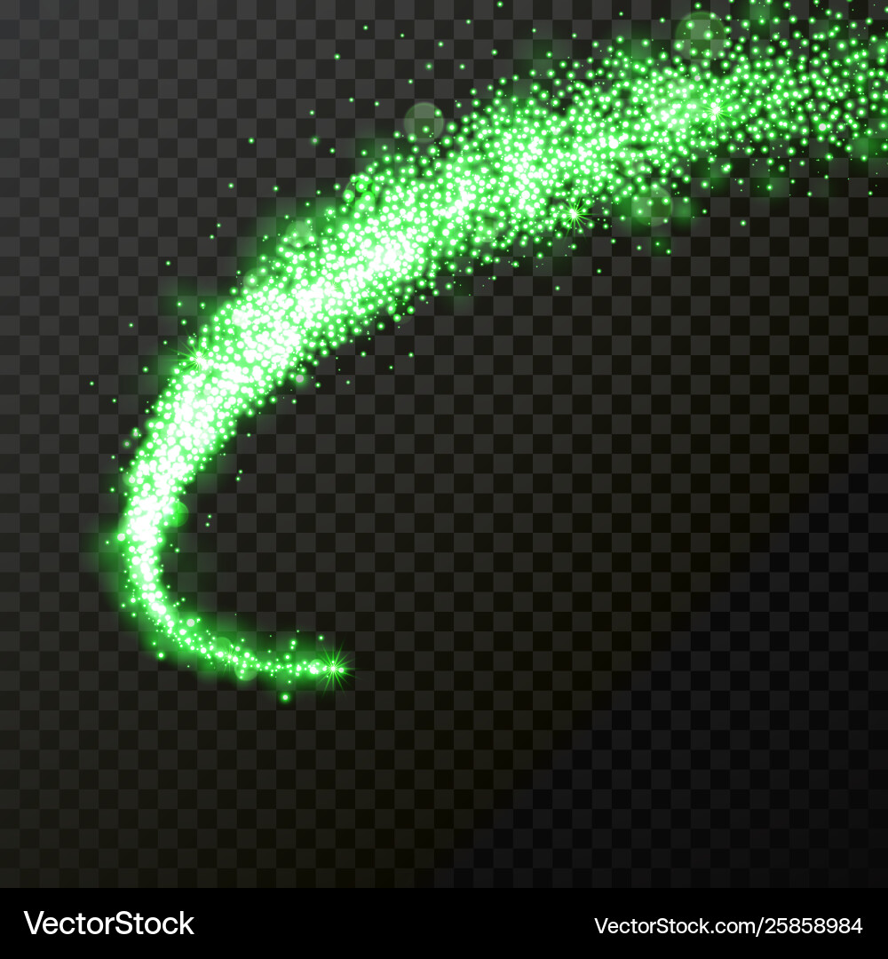 Green glitter light comet particles wave Vector Image