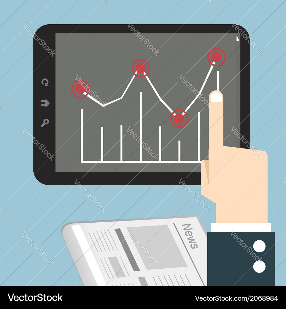Hands with a tablet touch graph Vector Image