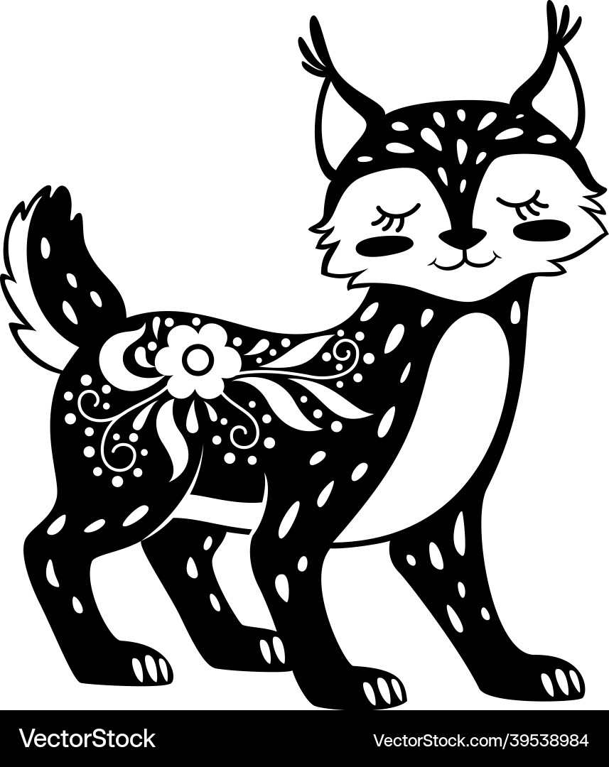 Lynx cat black white sketching image isolated Lynx cat black white sketching image isolated Vector Image