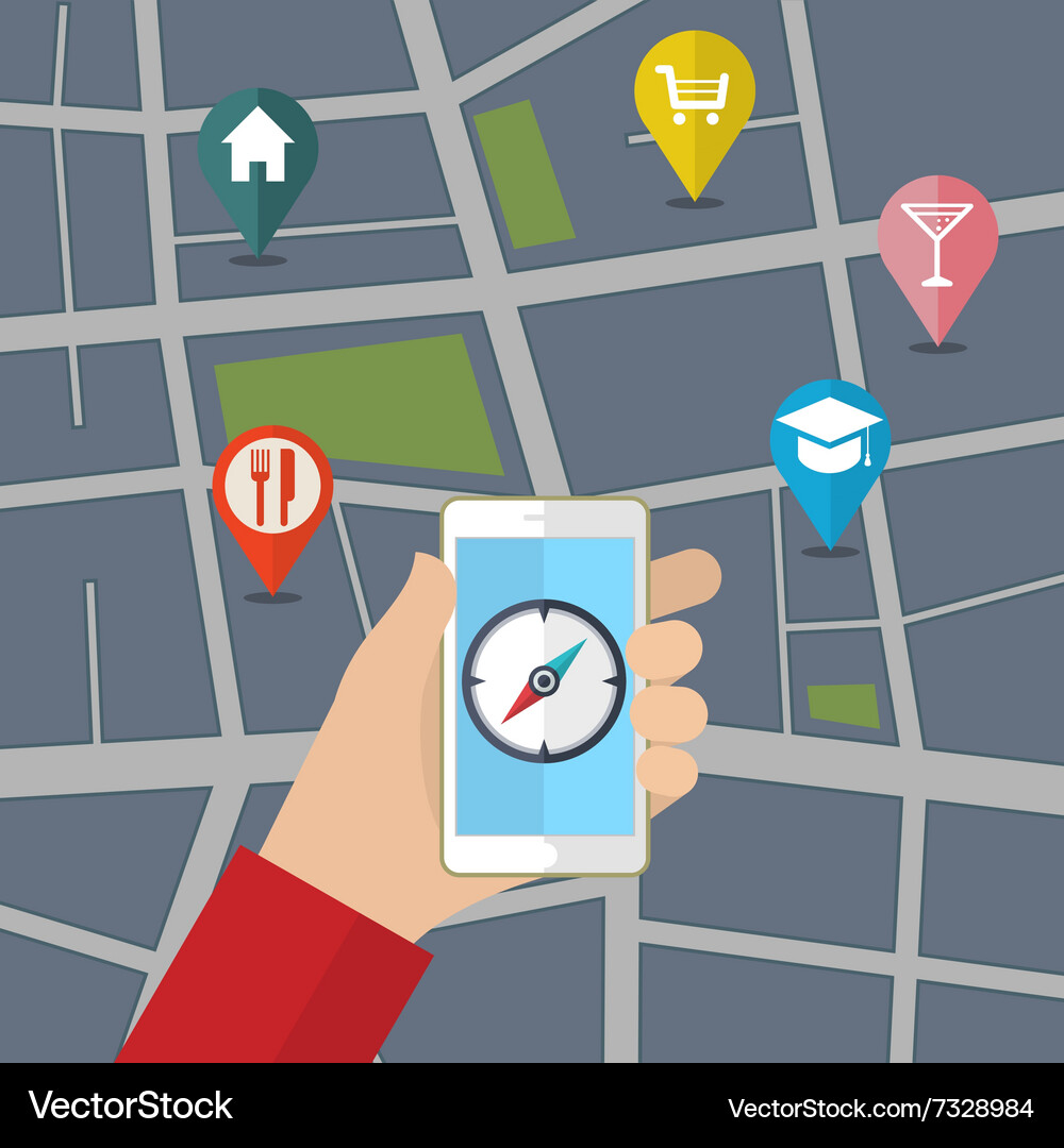 Mobile GPS Navigation App Vector Image