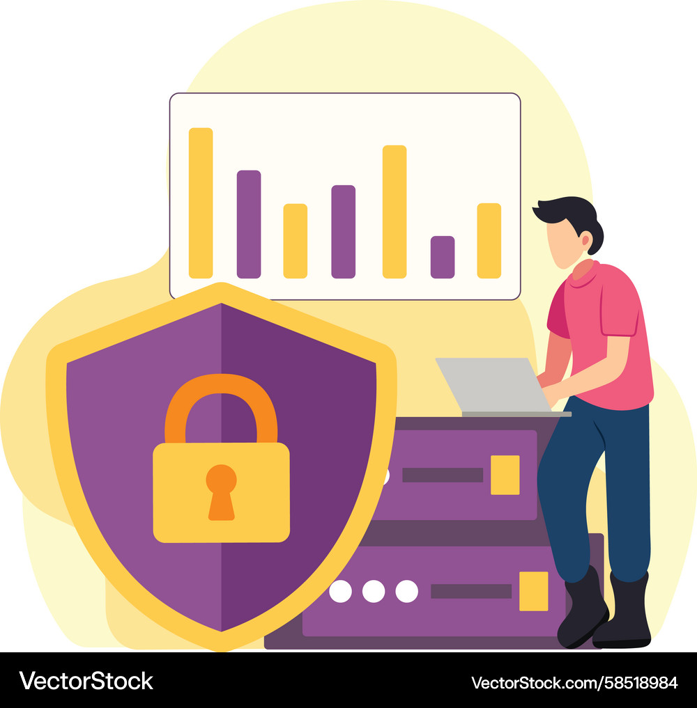 Secure Data Analytics Dashboard Vector Image