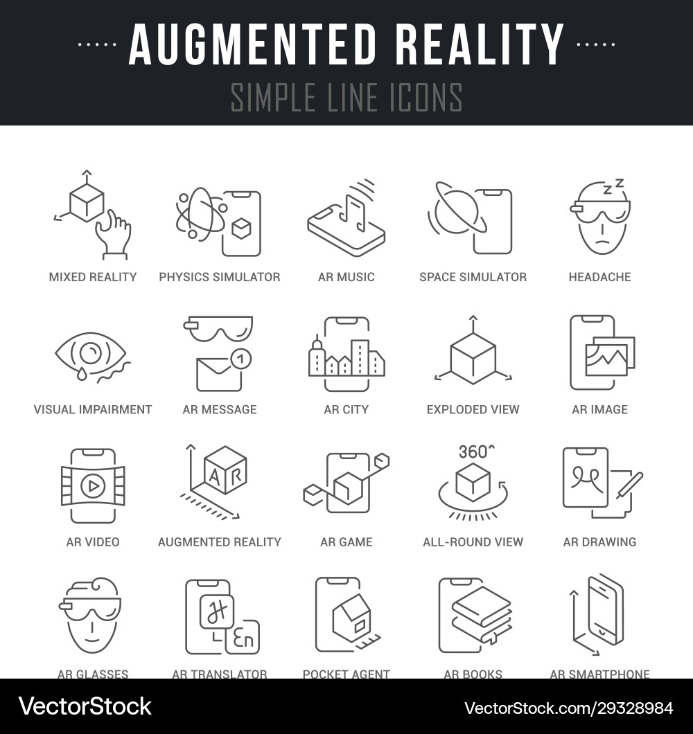 Set line icons augmented reality vector image