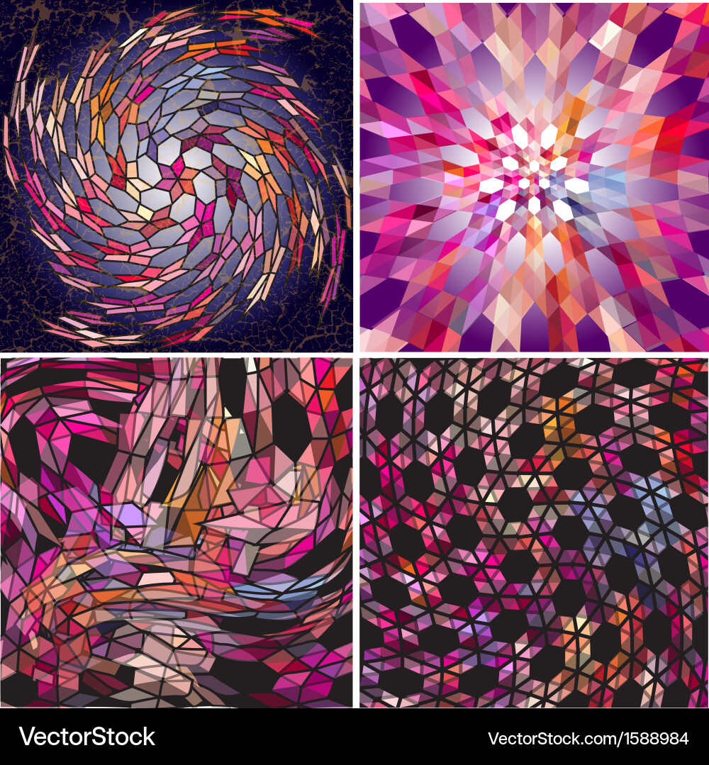 Set of four abstract background with geometric vector image