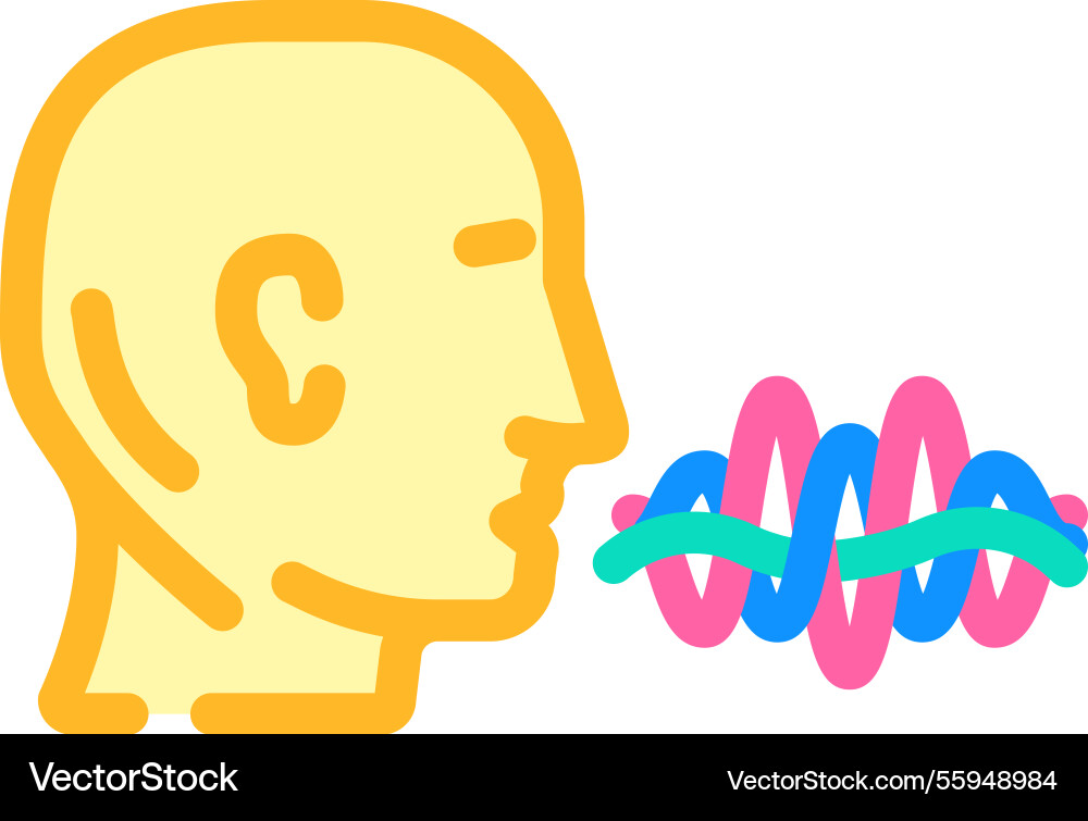 Voice command wave deep learning color icon Voice command wave deep learning color icon vector image
