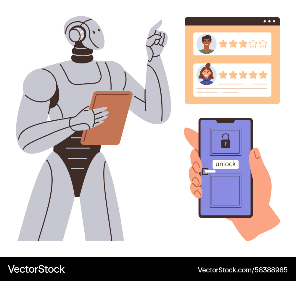 AI Data Analysis & User Reviews Vector Image