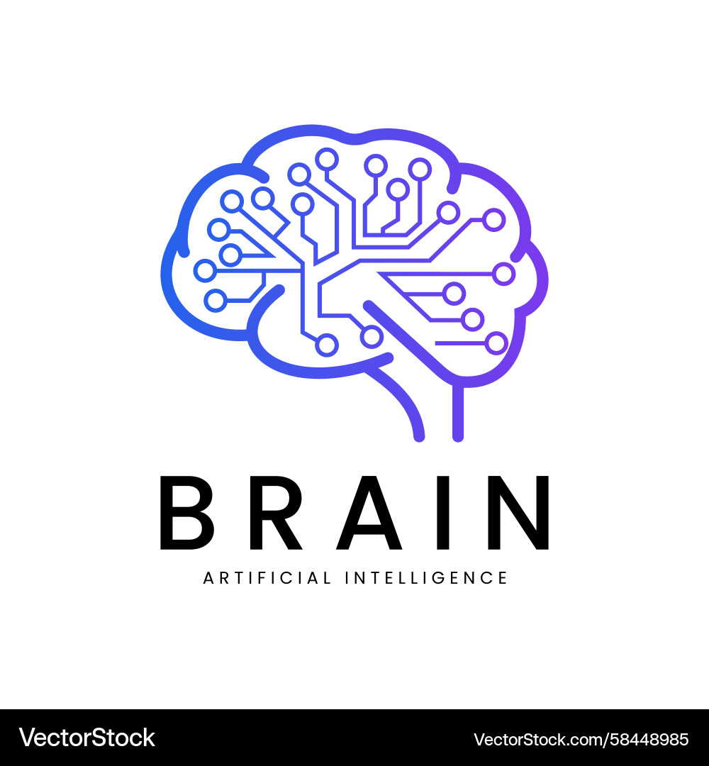 AI Neural Network Logo - Tech Circuit Vector Image