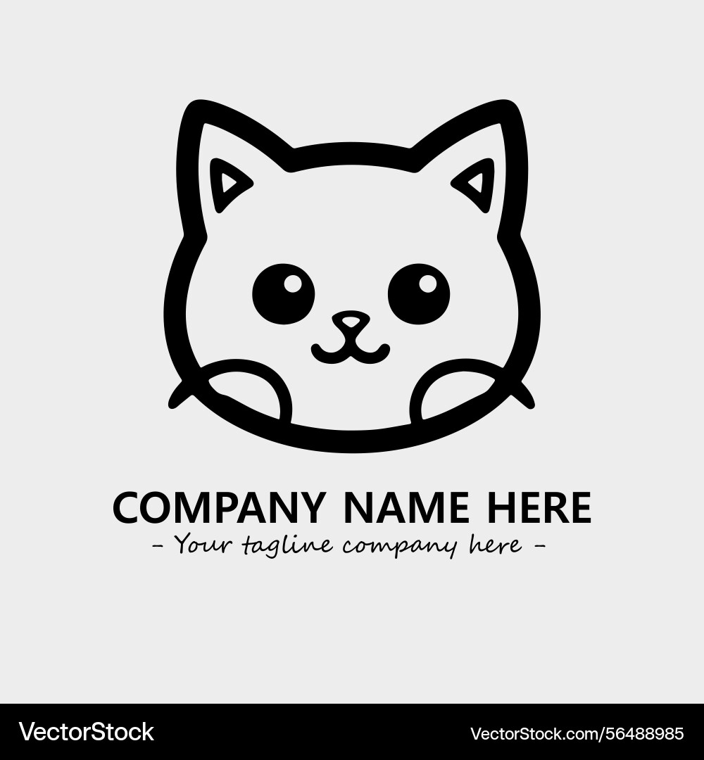 Cat character black and white for logo company Vector Image