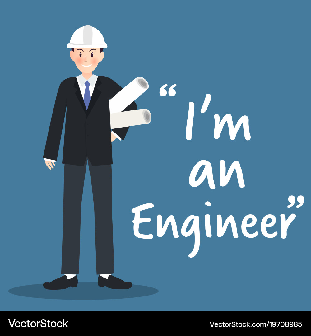 Engineer character with architectural project vector image