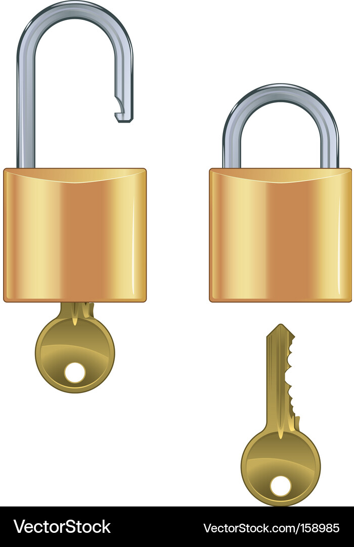 Padlock Set - Open and Closed Vector Image
