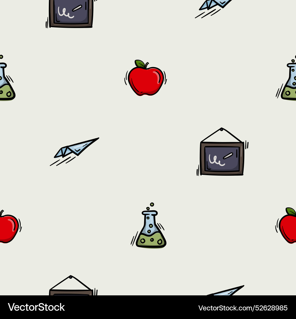 Seamless pattern with airplane chalkboard flask Seamless pattern with airplane chalkboard flask vector image