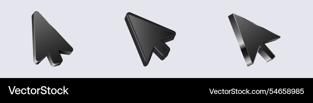 Three black 3d arrow cursors in different Vector Image
