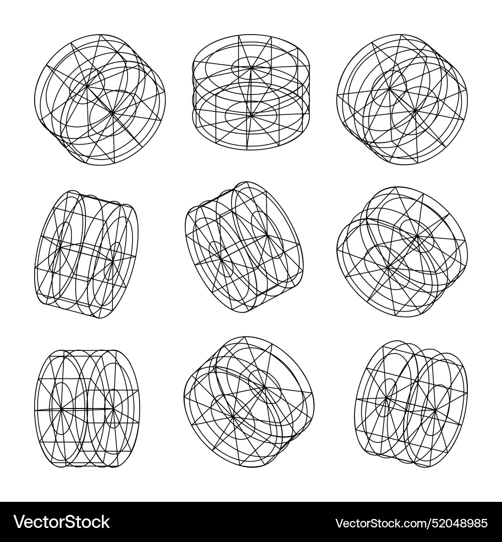 Wireframe lined shapes perspective mesh 3d grid Wireframe lined shapes perspective mesh 3d grid vector image