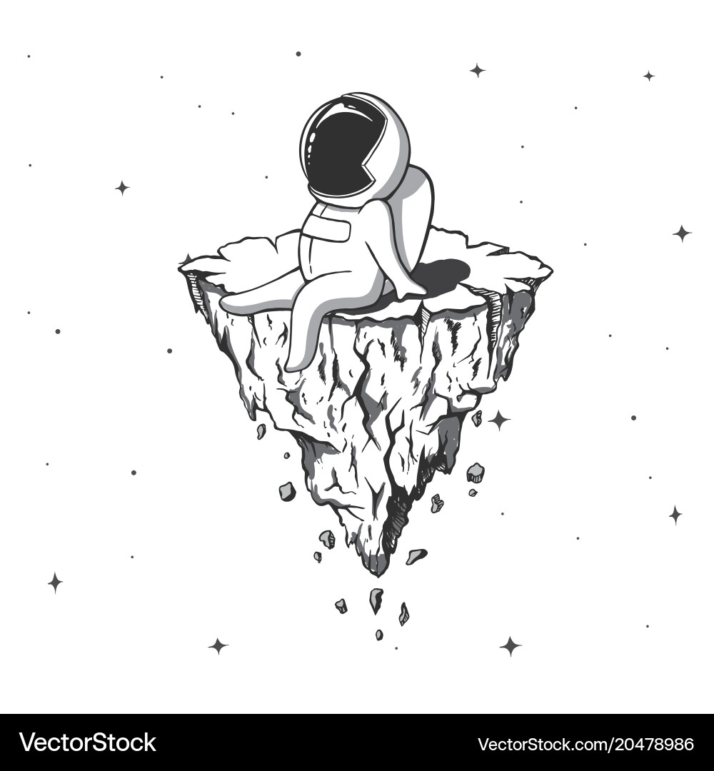 Astronaut on Floating Planet Vector Image